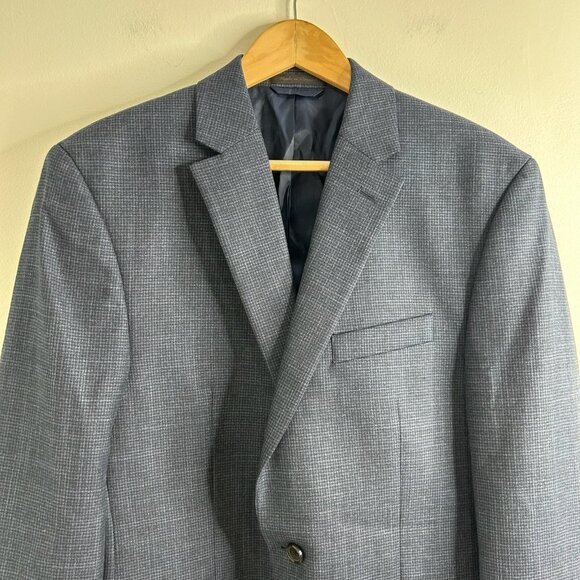 Lauren Ralph Lauren Blazer Mens 40R Blue Windowpane Sport Coat Two Button Jacket - Picture 2 of 10